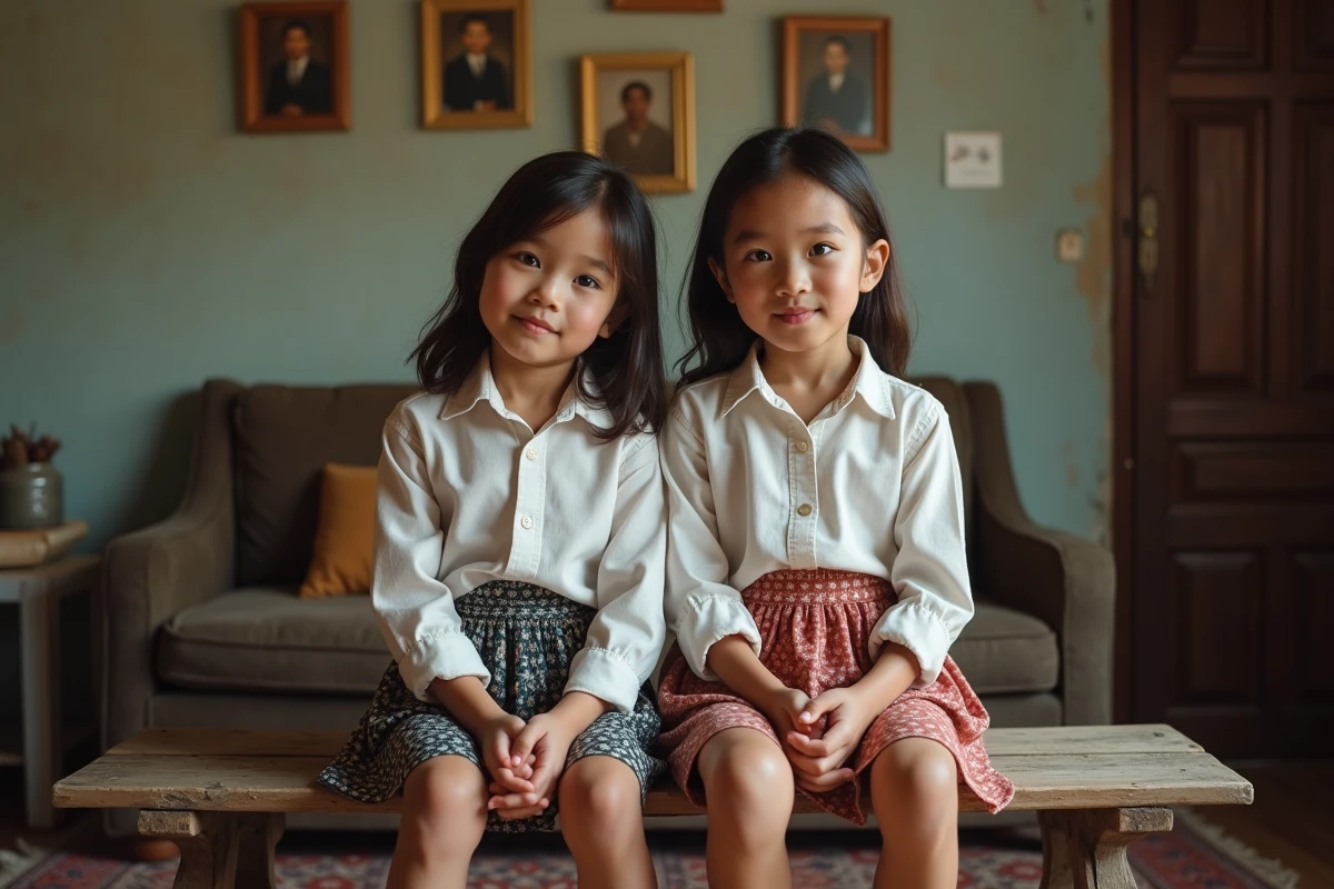 Deux adolescents assis sur un banc en intérieur