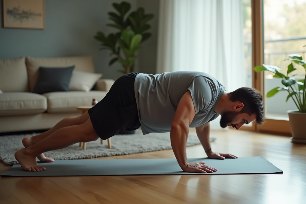 Homme en plank dans un appartement moderne