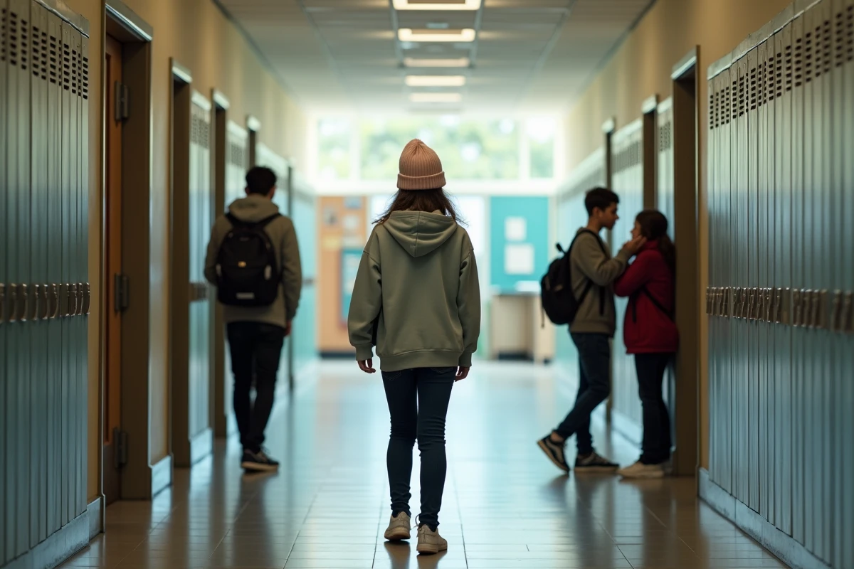 Adolescente dans un couloir d